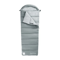 Ультралёгкий спальный мешок Naturehike M400 хлопковый с капюшоном весна осень серый (молния слева), 6927595702390