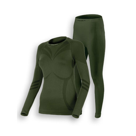 Комплект женского термобелья Lasting, зеленый - футболка Atala и штаны Aura