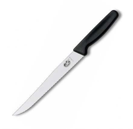 Нож Victorinox разделочный, лезвие 20 см волнистое, черный 5.1833.20