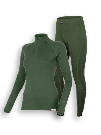 Комплект женского термобелья Lasting, зеленый - футболка LAURA и штаны WASA