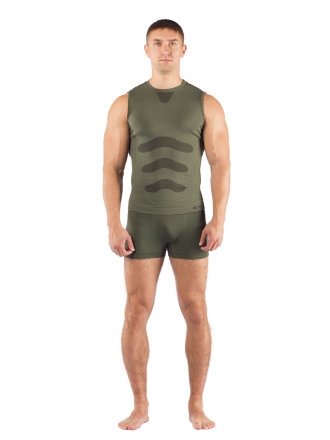 Комплект мужского термобелья Lasting, зеленый - футболка Achile и шорты Adam, Achile6262SM_ADAM6262SM