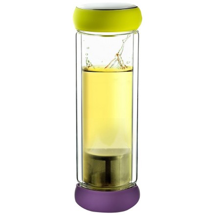 Бутылка Asobu Twin lid, 0.4 л, желтая/фиолетовая, TWG1lime-purple