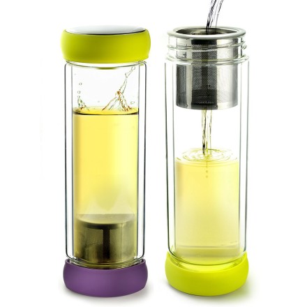 Бутылка Asobu Twin lid, 0.4 л, желтая/фиолетовая, TWG1lime-purple
