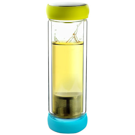 Бутылка Asobu Twin lid, 0.4 л, желтая/голубая, TWG1teal-lime