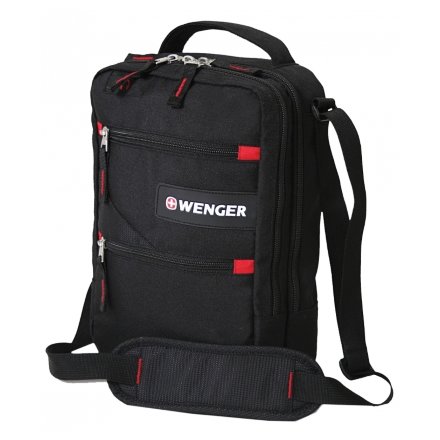 Сумка Wenger Mini Vertical Boarding Bag, дорожная, для документов, черный/красный (18262166)