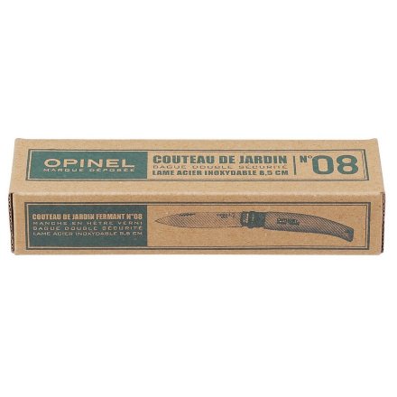 Нож Opinel №8 садовый, нержавеющая сталь, коробка, 133080