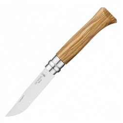 Уцененный товар Нож Opinel №8, нержавеющая сталь, рукоять из оливкового дерева в картонной коробке, (Новый. Вмятинки на рукояти)
