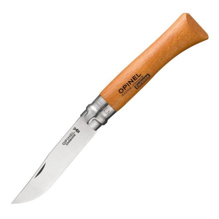 Нож Opinel №10, углеродистая сталь, рукоять из дерева бука, блистер, 000403