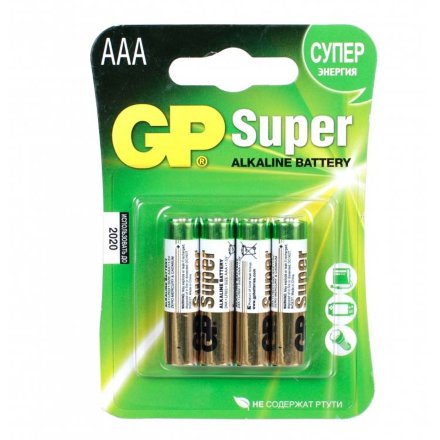 батарейка GP LR03 24A Super Alkaline упаковка 4 шт, AAAGPx4