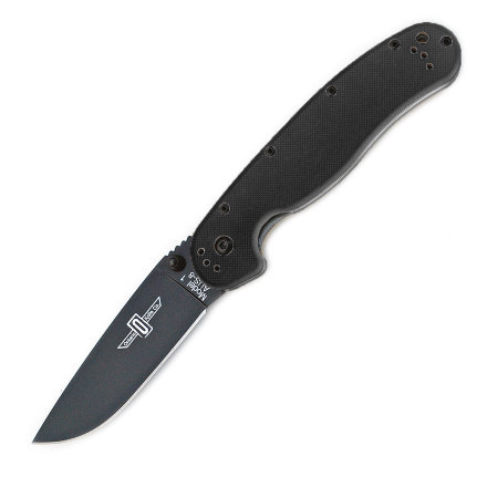 Нож Ontario RAT-1 клинок черный D2, рукоять черная, 8868
