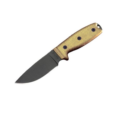 Нож Ontario RAT 3 серрейтор песок, оливковый, клинок черный,1095 Carbon Steel песок (8631)