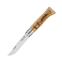 Нож Opinel №8, нержавеющая сталь, рукоять дуб, гравировка сурок