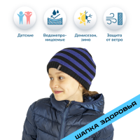 Водонепроницаемая детская шапка DexShell Children Beanie Stripe фиолетовый/черный