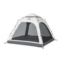 Палатка Naturehike Ango Automatic CNK2550WS010 трёхместная, большая, c навесом, светло-серая с серым