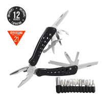 Мультитул Ganzo G204 (21 в 1) серебристый с черными рукоятями