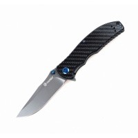 Уцененный товар Нож Ganzo G7513 карбон, G7513-CF(Состояние 4+. Полн. комплект. Для выброса клинка и фиксации с помощью флиппера, требуется взмах кисти)