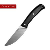 Нож с фиксированным лезвием Vostron Onega сталь х12мф с черными ножнами из кайдекса VSO12-K