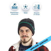 Водонепроницаемая шапка Dexshell Cuffed Beanie черный/зеленый