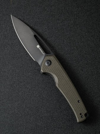 Складной нож SENCUT Mims 9Cr18MoV Steel Black Stonewashed Handle Dark Green Canvas Micarta