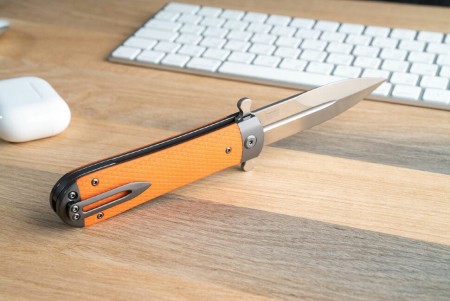 Нож складной Adimanti Самсон by Ganzo (Brutalica дизайн), Samson-OR (Изношенная картонная упаковка)