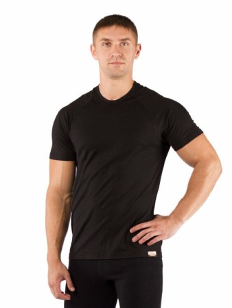 Уцененный товар Футболка  мужская Quido/ кор. рукав/ шерсть 160/ черный