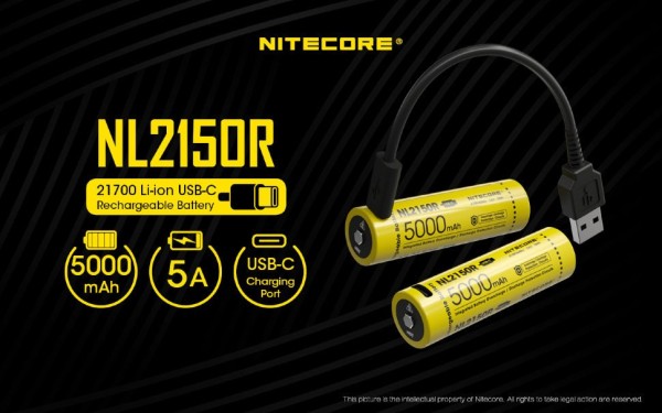 Уцененный товар Аккумулятор NITECORE NL2150R/21700 TYP-C 3.7v 5000mA 5A (вскрытая упаковка)