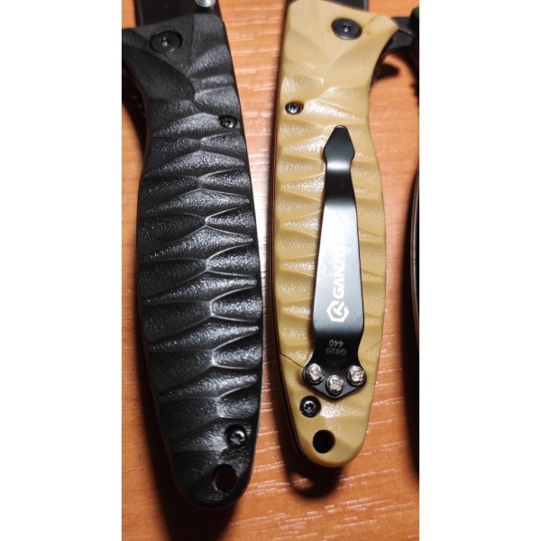 Уцененный товар Нож Ganzo G620 черный (травление)(Трещины на рукояти)