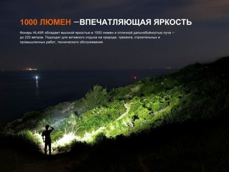 Фонарь Fenix налобный HL45R 1000 люмен (Вскрытая упаковка)