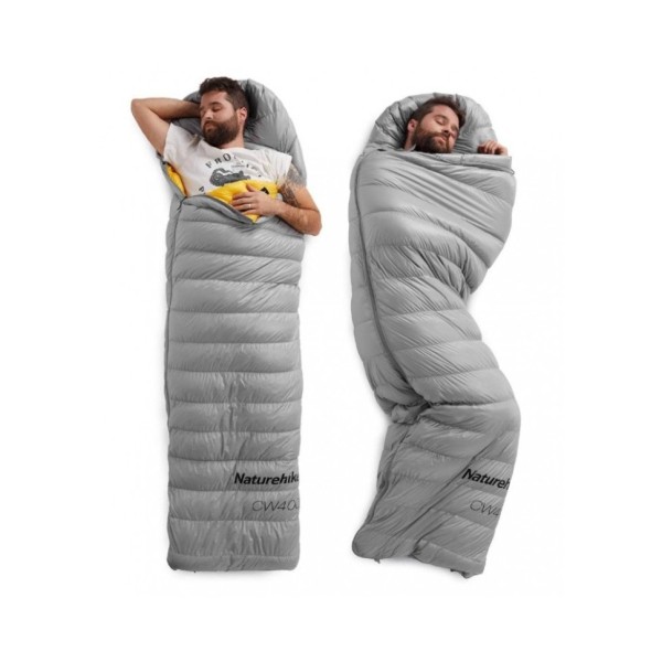 Мешок спальный Naturehike CW400 NH18C400-D с гусинным пухом серый, размер M, 6927595766354
