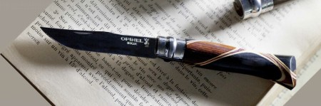 Уцененный товар Нож Opinel №8 Chaperon, рукоять африканское дерево, футляр, 001399 (Сломан кончик клинка)