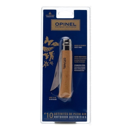 Нож Opinel №10, нержавеющая сталь, рукоять из бука, блистер, 001255 (Нет блистера. В зип пакете)