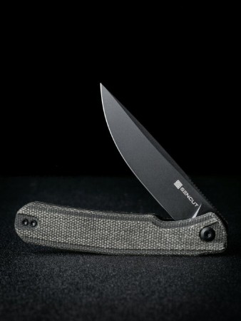 Складной нож SENCUT Scitus D2 Steel Black Stonewashed Handle Dark Green Canvas Micarta