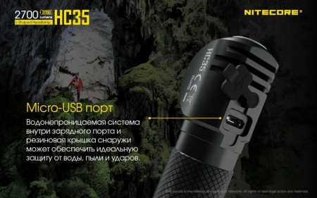 Уцененный товар Фонарь налобный Nitecore HC35(Б/У.  Полн. комплект. Упаковка надорвана )