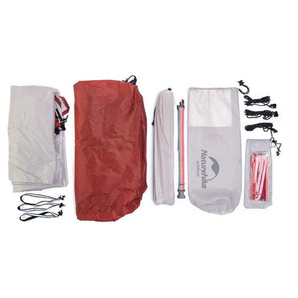 Палатка Naturehike Сloud up 1 NH18T010-T одноместная  с ковриком , серо-красная, 6927595730522