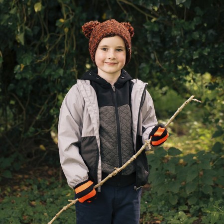 Водонепроницаемая детская шапка DexShell Kid's Beanie Cable Twin Pompom оранжевый