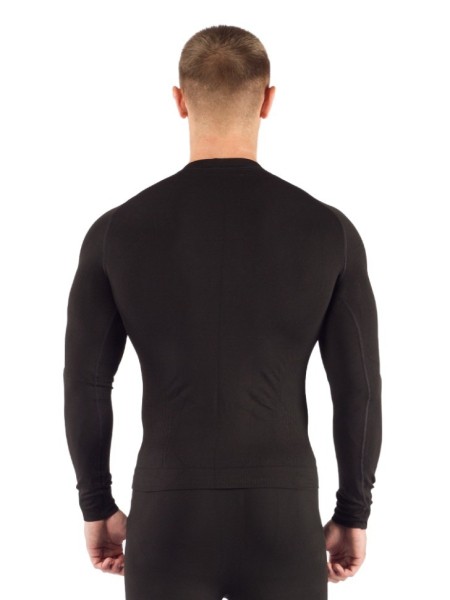 Уцененный товар Футболка мужская Apol/ дл. рукав/ синтетика/ черный/ S-M,  (повреждена упаковка)