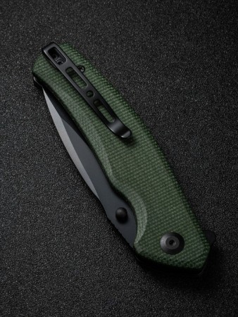 Складной нож SENCUT Slashkin D2 Steel Black Handle Green Canvas Micarta