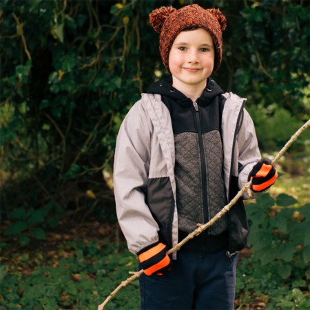 Водонепроницаемая детская шапка DexShell Kid's Beanie Cable Twin Pompom оранжевый