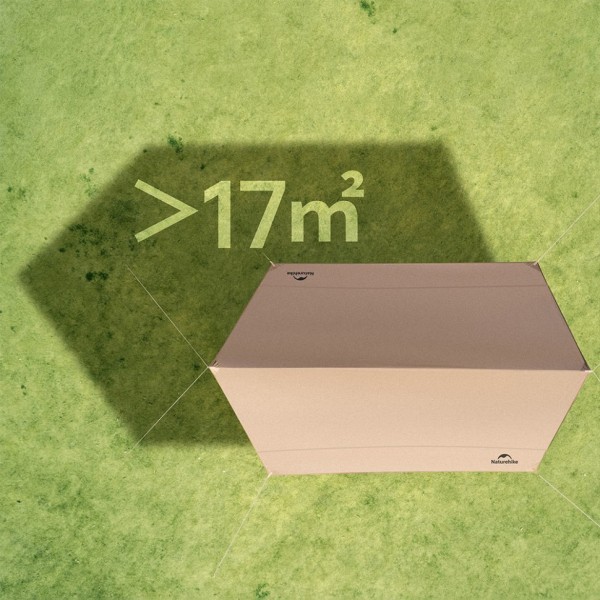 Тент Naturehike Yunxiao Canopy Lite CNK2350WS015, 150D, 500-390*380 см для кемпинга, светло-коричневый (с двумя стойками), 6976023926334