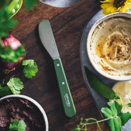 Нож для масла Opinel №117, деревянная рукоять, блистер, нержавеющая сталь, темно-зеленый, 003134