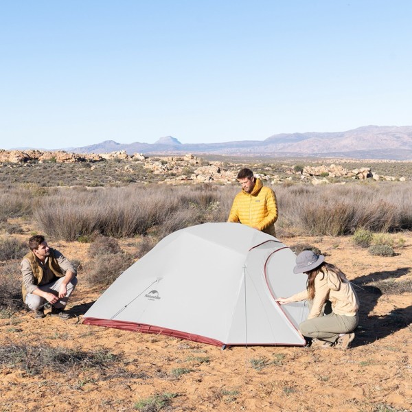 Палатка Naturehike Cloud Up NH18T030-T 20D трехместная сверхлегкая с ковриком, светло-серый, 6927595730614