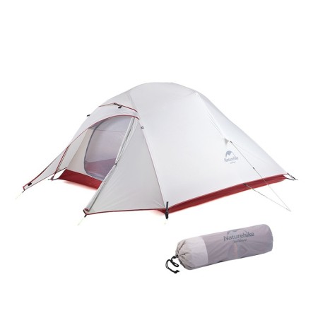 Палатка Naturehike Cloud Up NH18T030-T 20D трехместная сверхлегкая с ковриком, светло-серый, 6927595730614
