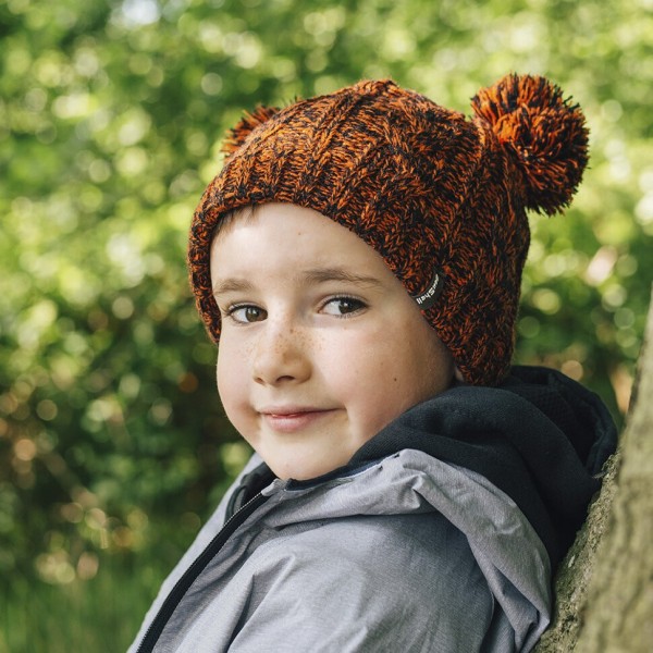 Водонепроницаемая детская шапка DexShell Kid's Beanie Cable Twin Pompom оранжевый