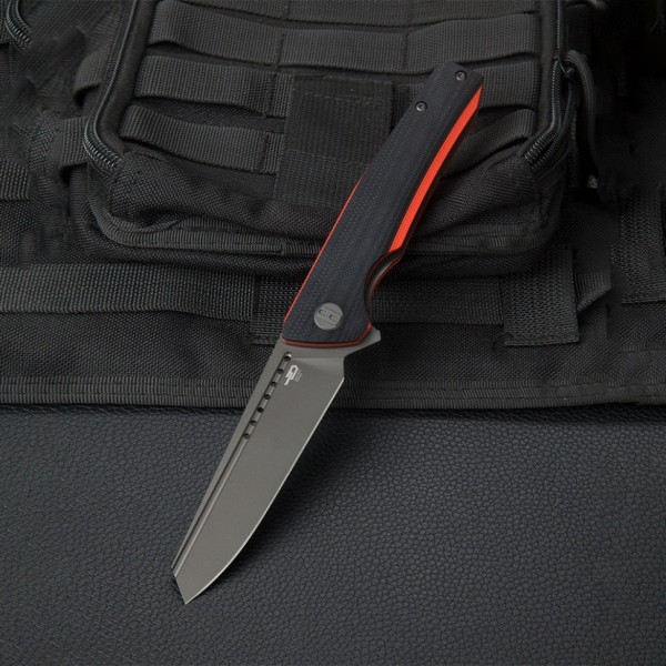 Нож Bestech Slyther сталь 14C28N, рукоять G10 черно-красная