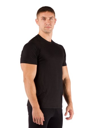 Уцененный товар Футболка  мужская Quido/ кор. рукав/ шерсть 160/ черный