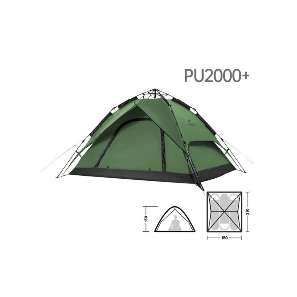 Палатка Naturehike автоматическая NH21ZP008, трехместная, зеленая, 6976023922336