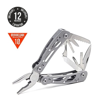 Мультитул Ganzo G104S (10 в 1) серебристый мини (В комплектации нет чехла)
