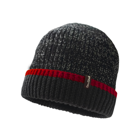 Водонепроницаемая шапка Dexshell Cuffed Beanie черный/красный S/M (56-58 см)