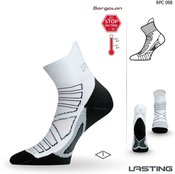 Уцененный товар Носки Lasting RPC 098, microfiber+polypropylene, белый с черной подошвой и серой полоской, размер S , RPC098-S(витрин.образец)