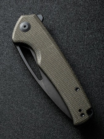 Складной нож SENCUT Mims 9Cr18MoV Steel Black Stonewashed Handle Dark Green Canvas Micarta